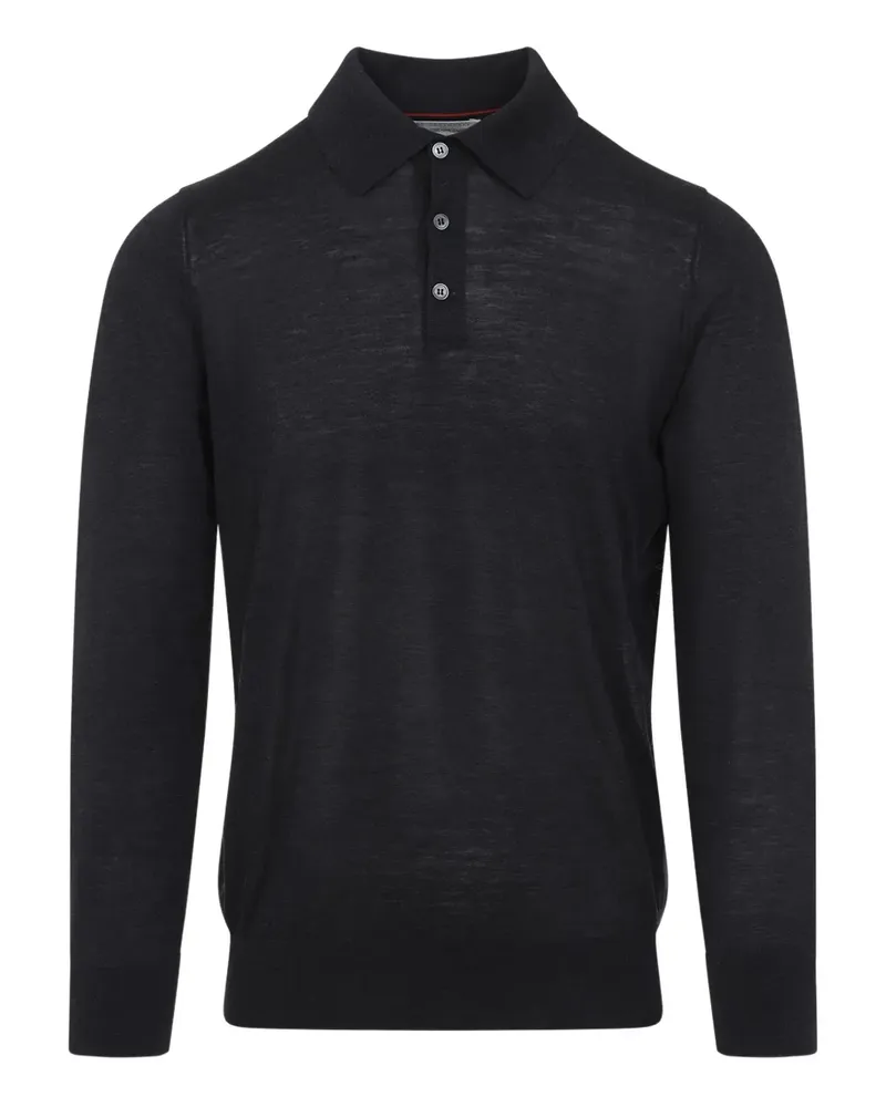 Brunello Cucinelli Fein gestricktes Poloshirt - Grau Grau