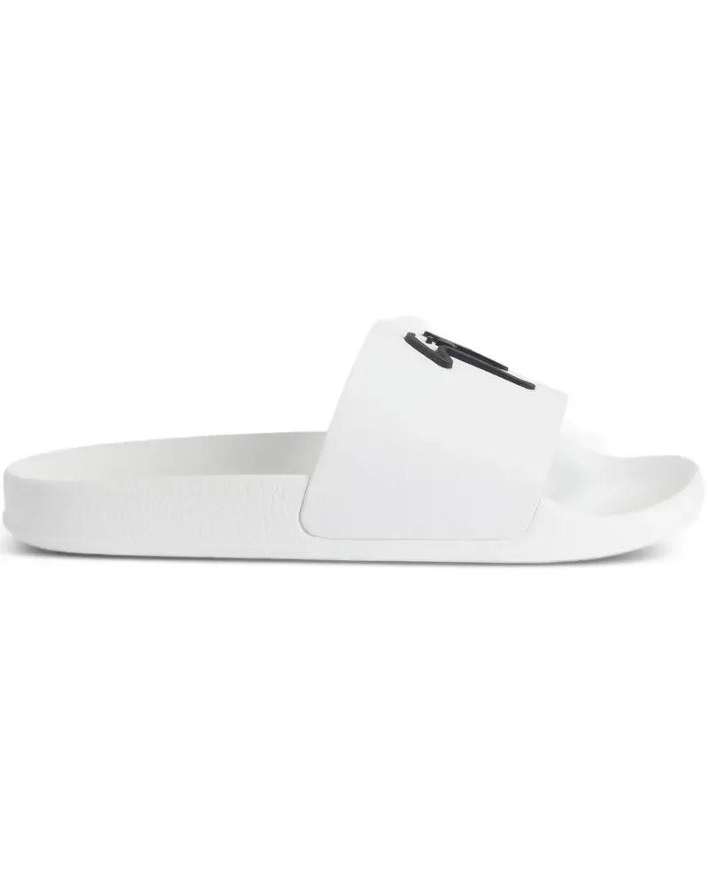 Giuseppe Zanotti Brett Pantoletten mit Logo - Weiß Weiß