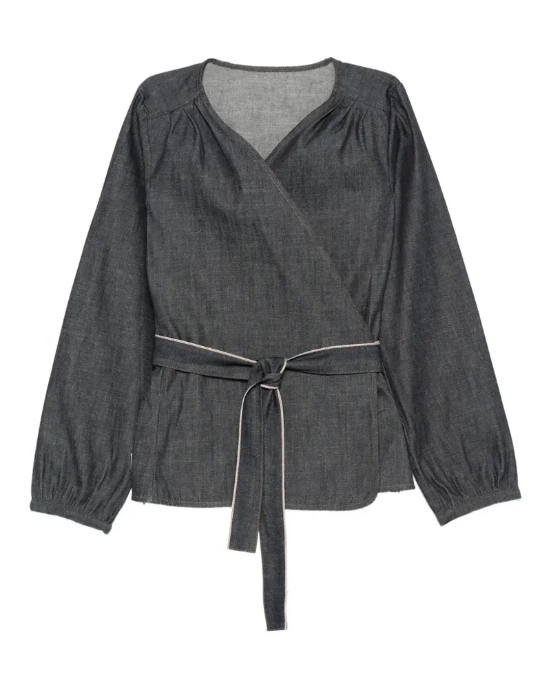 nine:inthe:morning V-neck tie-fastening blouse - Grau Grau