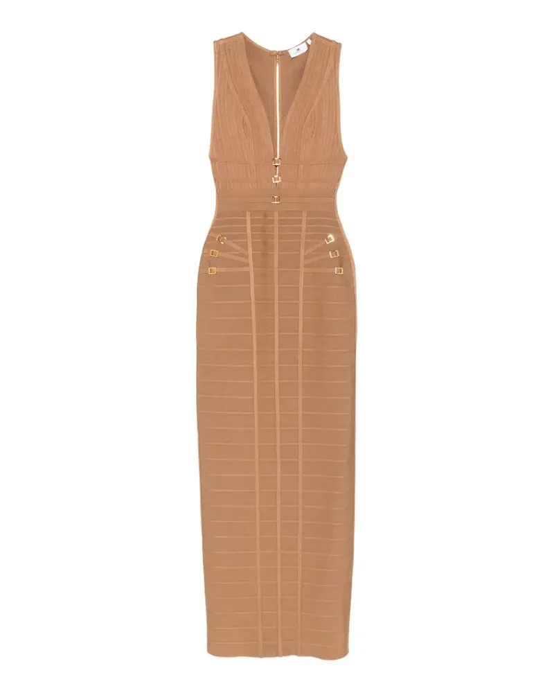 Elisabetta Franchi V-neck embellishment maxi dress - Braun Braun