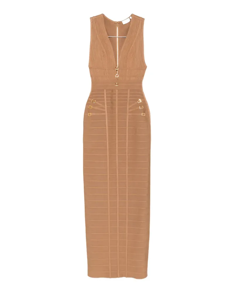 Elisabetta Franchi V-neck embellishment maxi dress - Braun Braun
