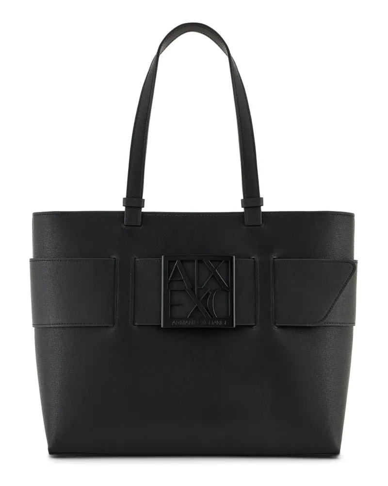 Armani Exchange Handtasche mit Logo-Schild - Schwarz Schwarz
