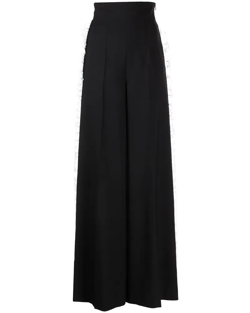 Rochas Weite Hose mit Rüschen - Schwarz Schwarz