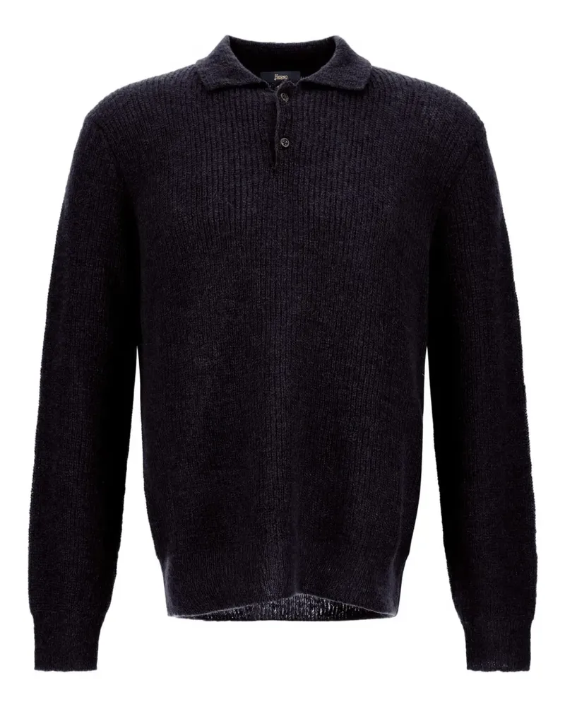 Herno Gerippter Pullover mit Polokragen - Blau Blau