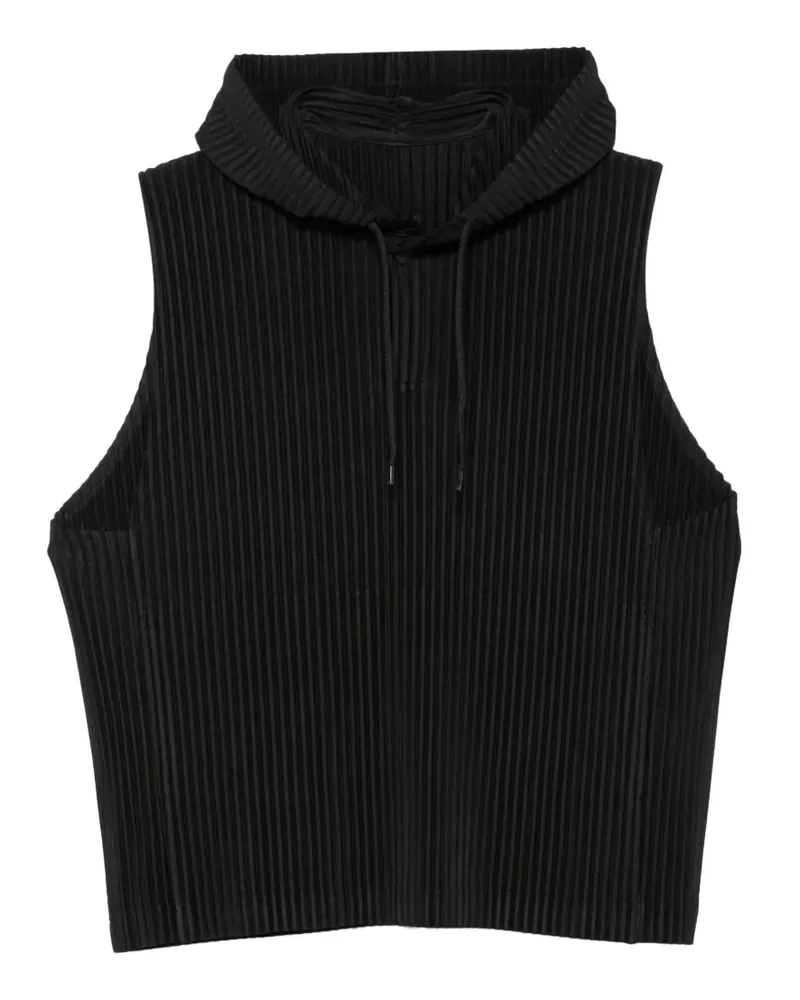 Issey Miyake Kapuzenweste mit Falten - Schwarz Schwarz