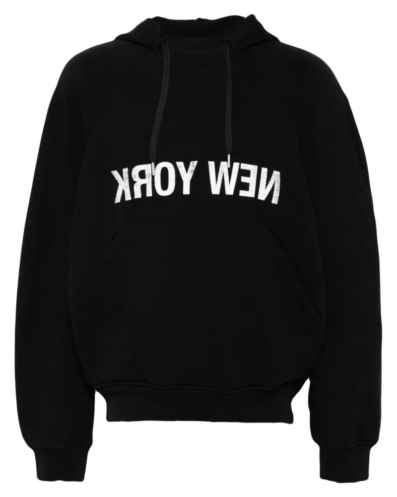 Helmut Lang Hoodie mit Logo-Print - Schwarz Schwarz