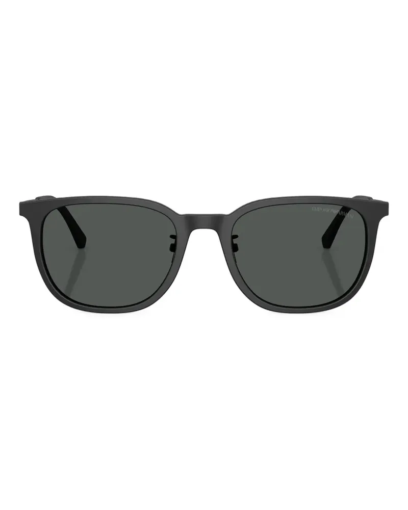 Emporio Armani Sonnenbrille mit eckigem Gestell - Schwarz Schwarz