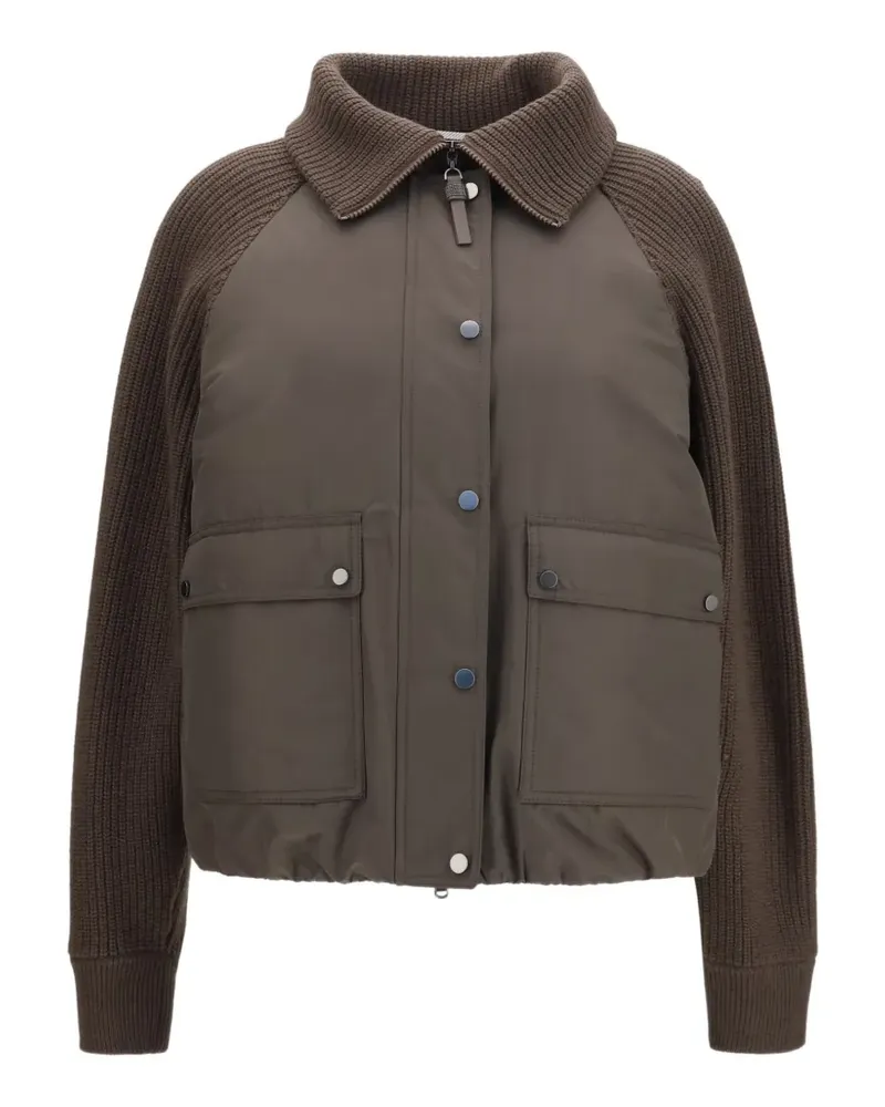 Brunello Cucinelli padded ribbed-knit jacket - Braun Braun