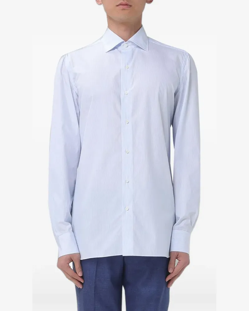 Luigi Borrelli vertical-stripe cotton shirt - Blau Blau