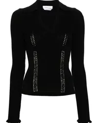 Blumarine Polo-Pullover mit Spitzeneinsätzen Schwarz