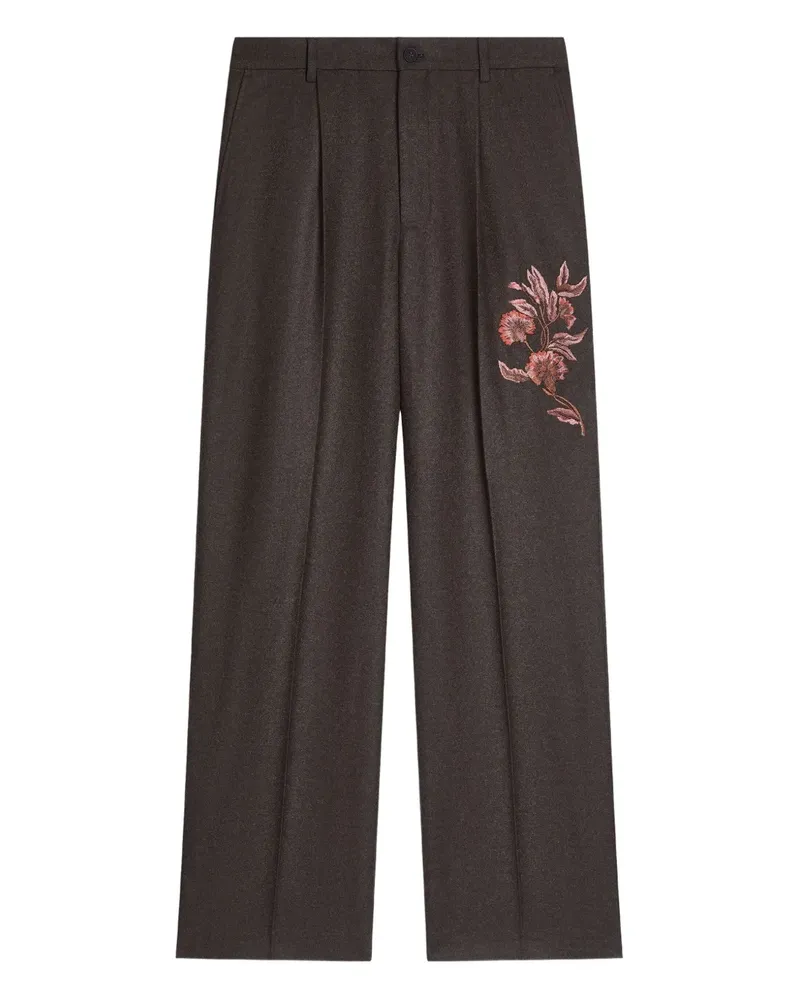Dries van Noten Hose mit Blumen-Stickerei - Braun Braun