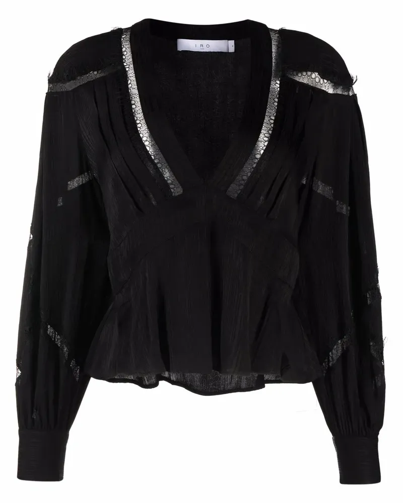 IRO Langarmshirt mit V-Ausschnitt - Schwarz Schwarz