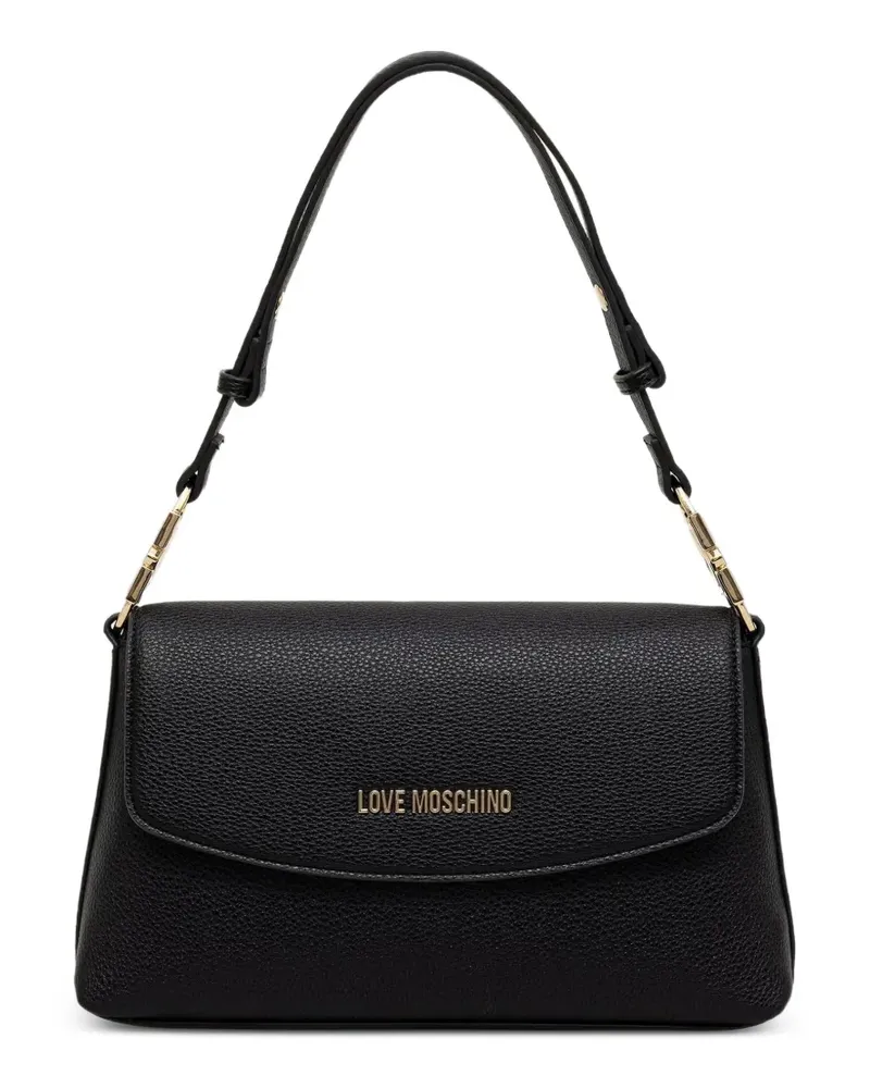 Moschino logo-plaque pebbled tote bag - Schwarz Schwarz