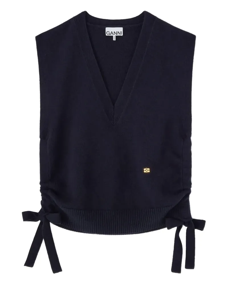 Ganni Top mit Logo-Detail - Blau Blau