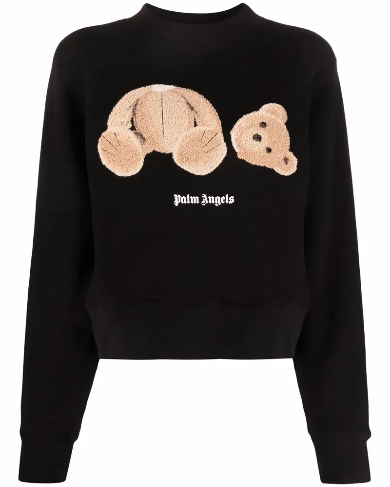 Palm Angels Cropped-Sweatshirt mit Teddy - Schwarz Schwarz