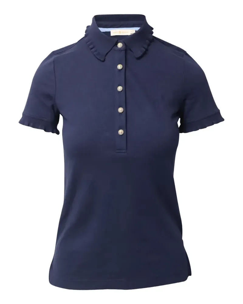 Tory Burch ruffled-collar polo shirt - Blau Blau