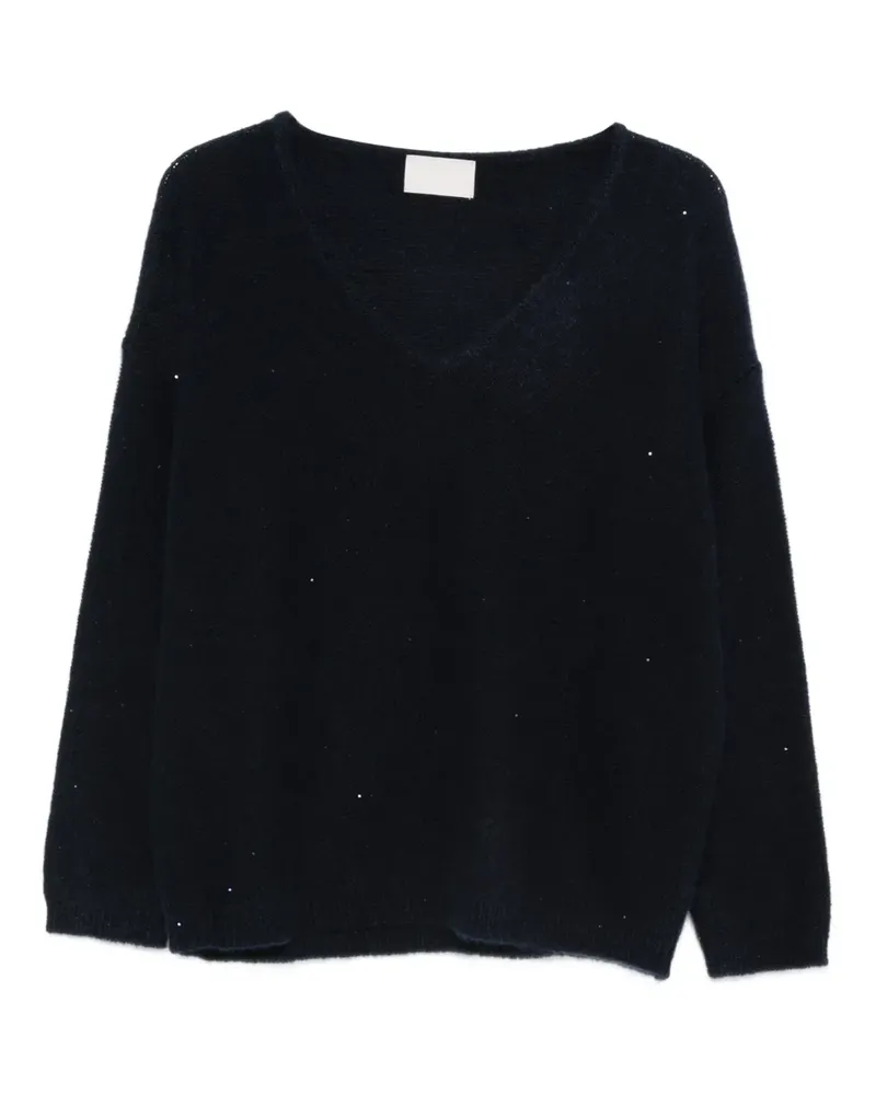 hemisphere Verzierter Pullover mit V-Ausschnitt - Blau Blau