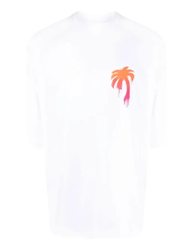 Palm Angels T-Shirt mit Graffiti-Print - Weiß Weiß