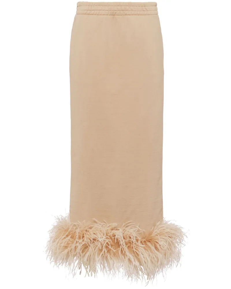 Prada Midirock mit Federn - Nude Nude