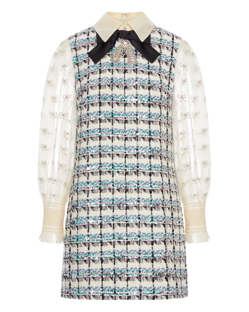 Valentino Garavani Tweed-Kleid mit Schleifenärmeln - Nude Nude