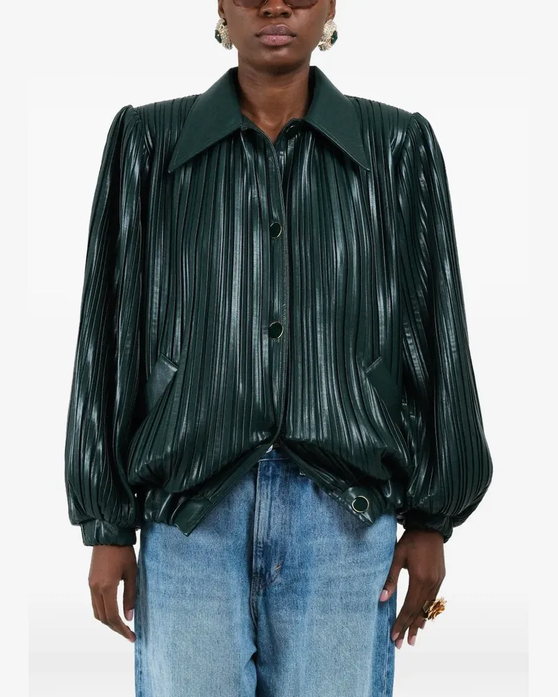 Rowen Rose pleated short bomber jacket - Grün Grün