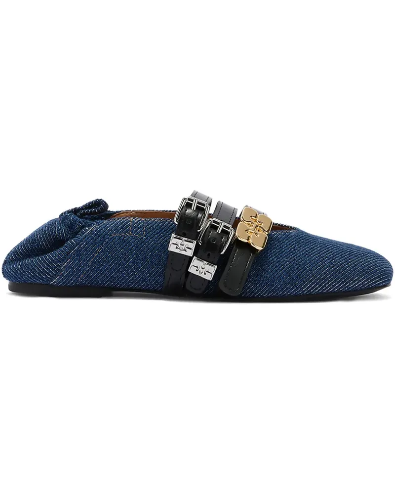 Ganni Ballerinas mit Schnallenriemen - Blau Blau
