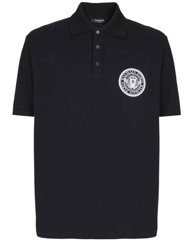 Balmain Poloshirt mit Münzen-Print - Schwarz Schwarz