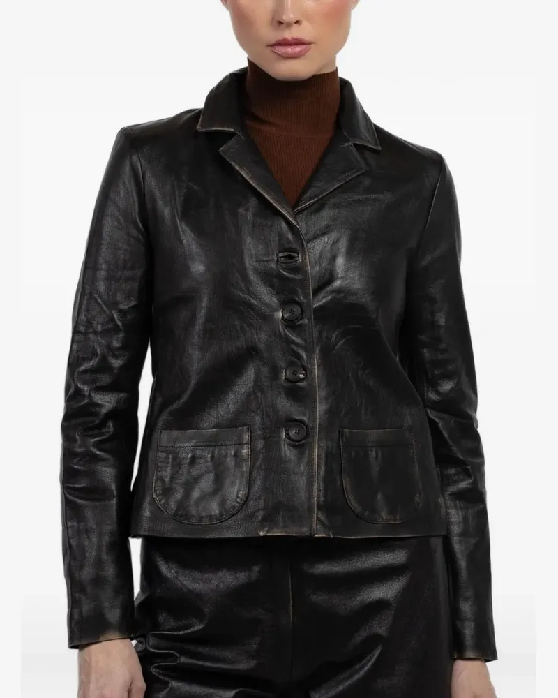 Giorgio Brato x Jade button-front leather jacket - Schwarz Schwarz