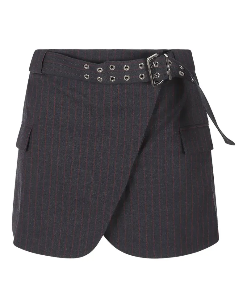 Ganni Minirock mit Nadelstreifen - Grau Grau