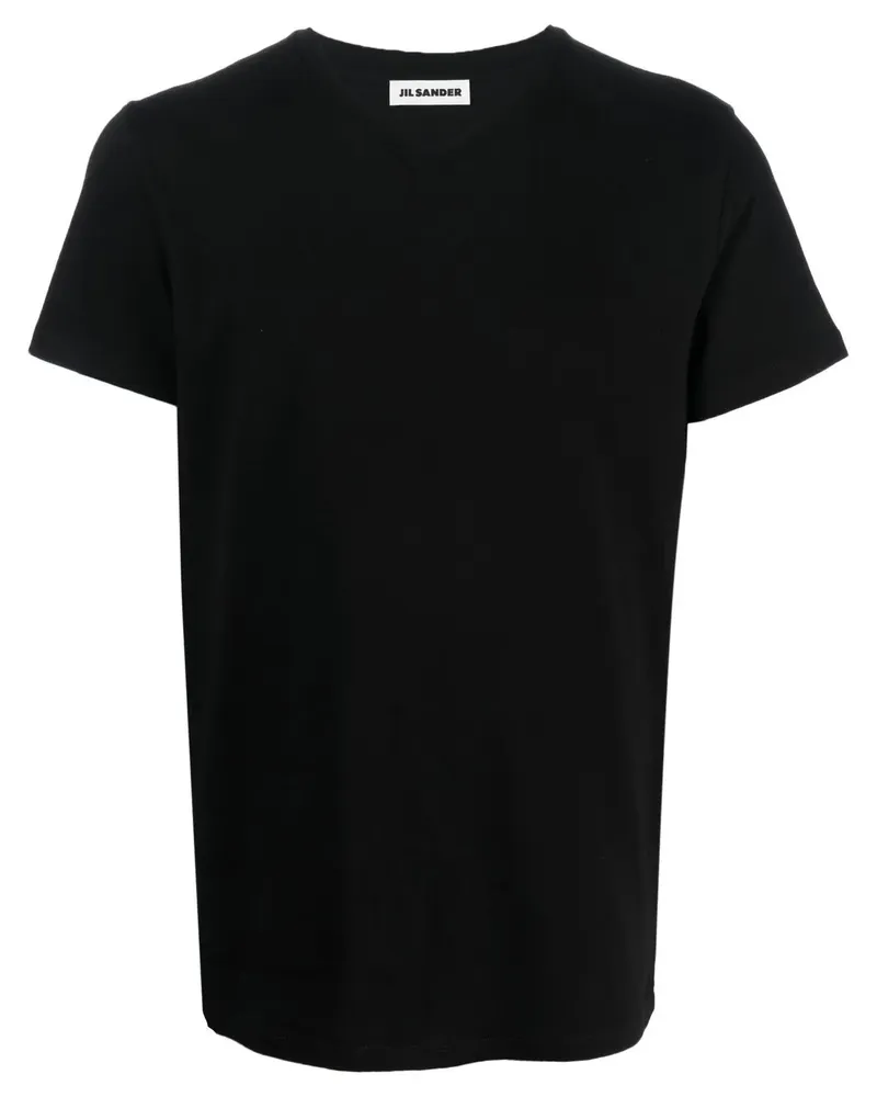 Jil Sander T-Shirt mit V-Ausschnitt - Schwarz Schwarz