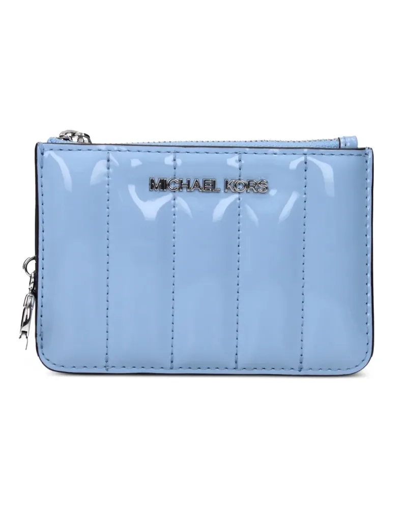 Michael Kors quilted patent-leather wallet - Blau Blau