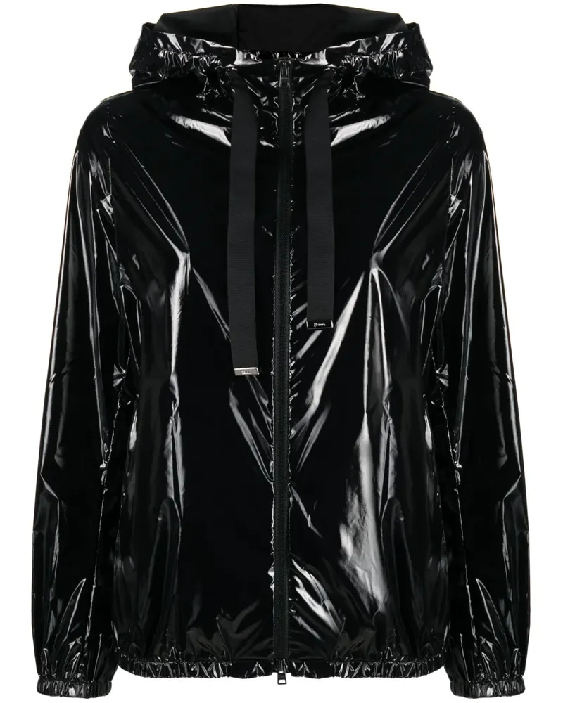 Herno Kapuzenjacke mit Logo-Patch - Schwarz Schwarz
