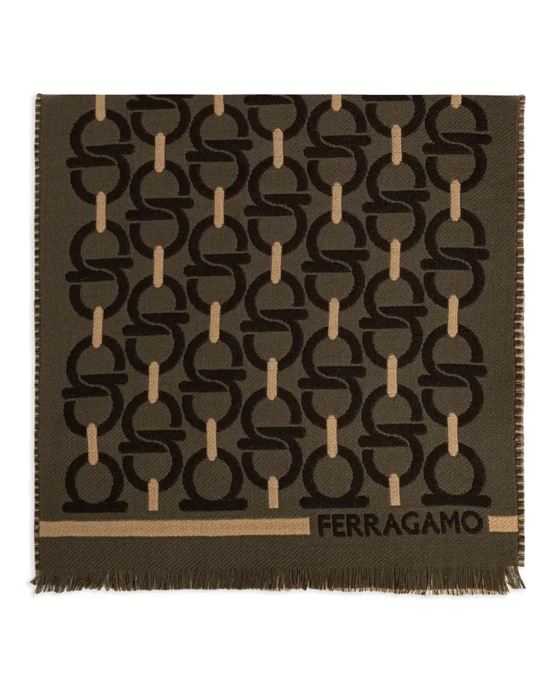 Ferragamo Schal mit Gancini-Muster - Grün Grün
