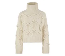 Kaschmirpullover mit Stehkragen - Weiß