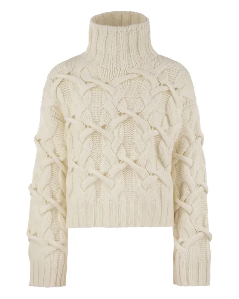 Brunello Cucinelli Kaschmirpullover mit Stehkragen - Weiß Weiß