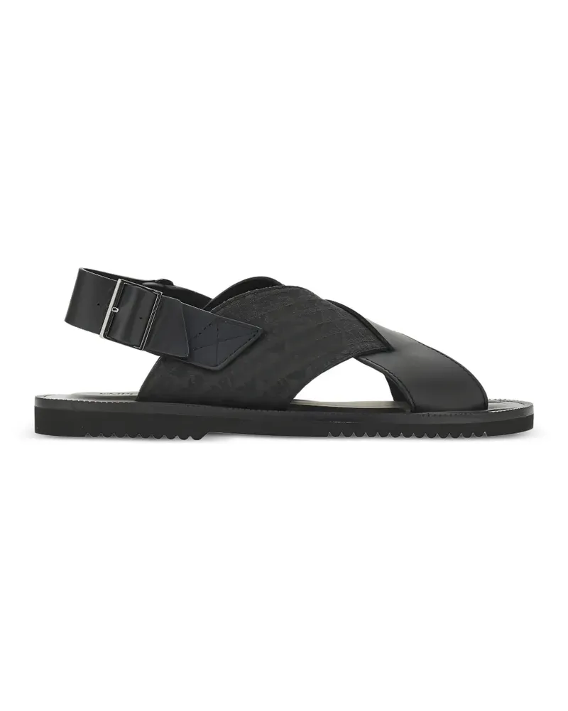 Emporio Armani cross-strap leather sandals - Schwarz Schwarz