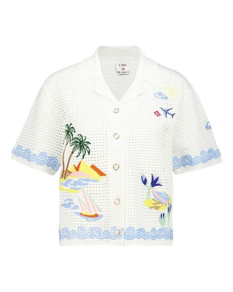 Casablanca Paris Oasis crochet-knit shirt - Weiß Weiß