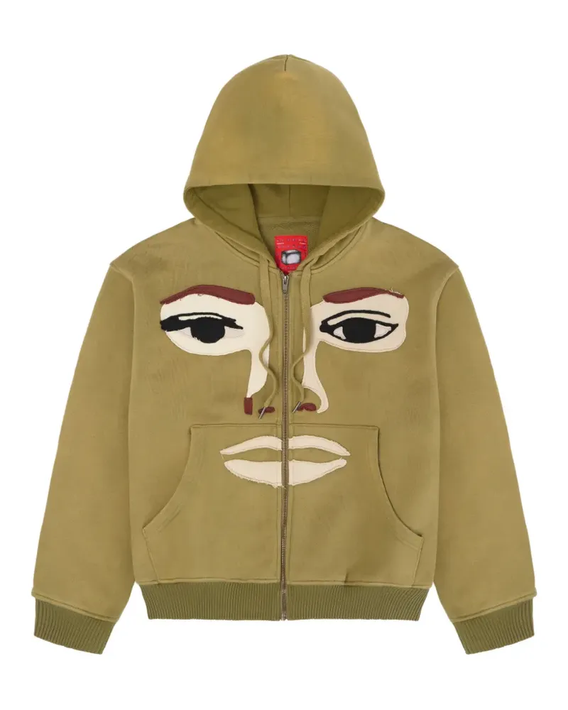 KidSuper face-patchwork zip-up hoodie - Grün Grün