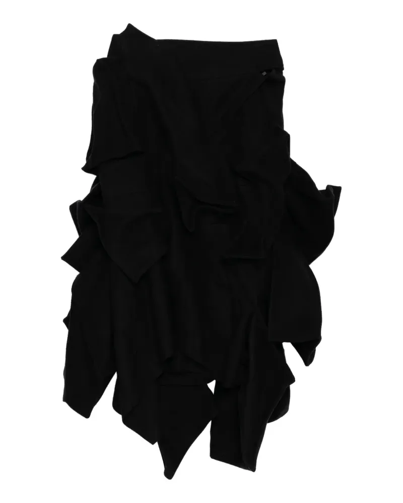 Yohji Yamamoto Tellerrock mit Kastendetail - Schwarz Schwarz