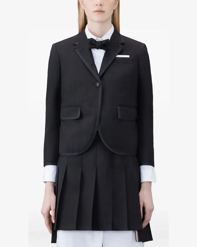 Thom Browne Fresco Wollmantel - Schwarz Schwarz