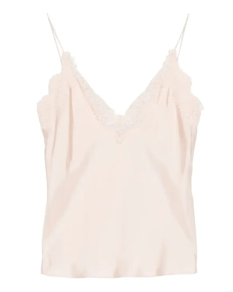 Róhe Seidentop mit Spitzensaum - Rosa Rosa