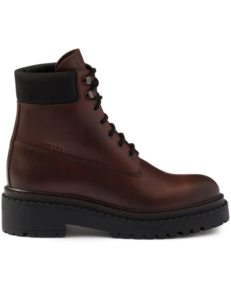 Prada Stiefeletten aus Leder - Braun Braun