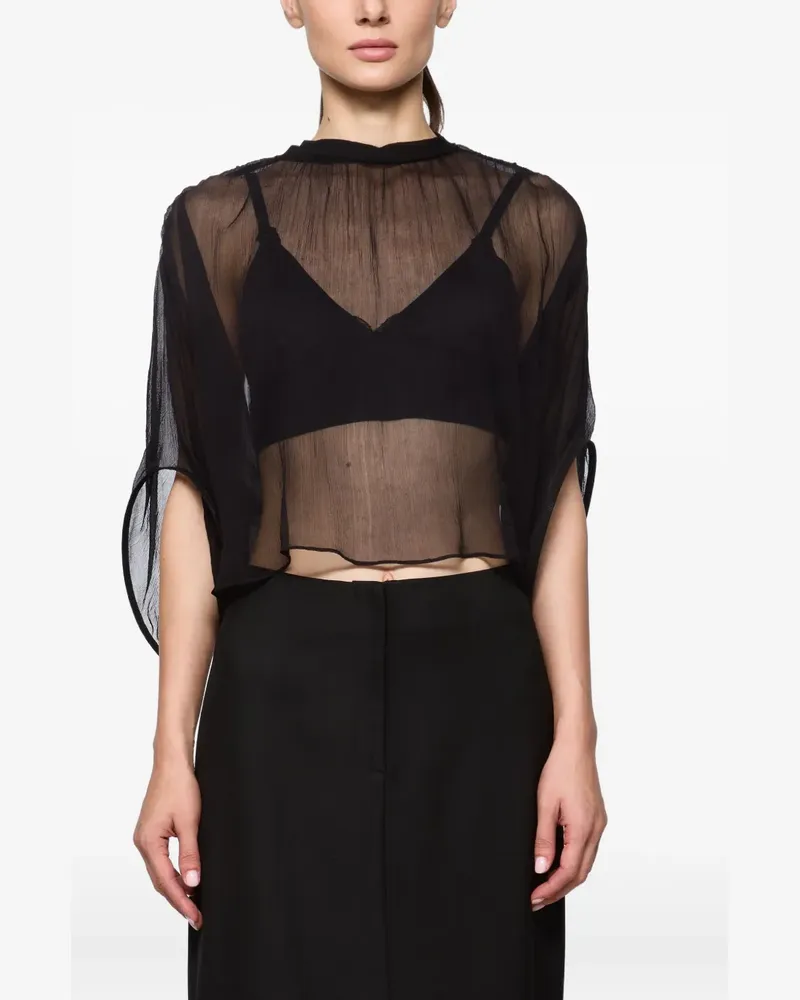 ATU Body Couture Seidenbluse mit Volants - Schwarz Schwarz