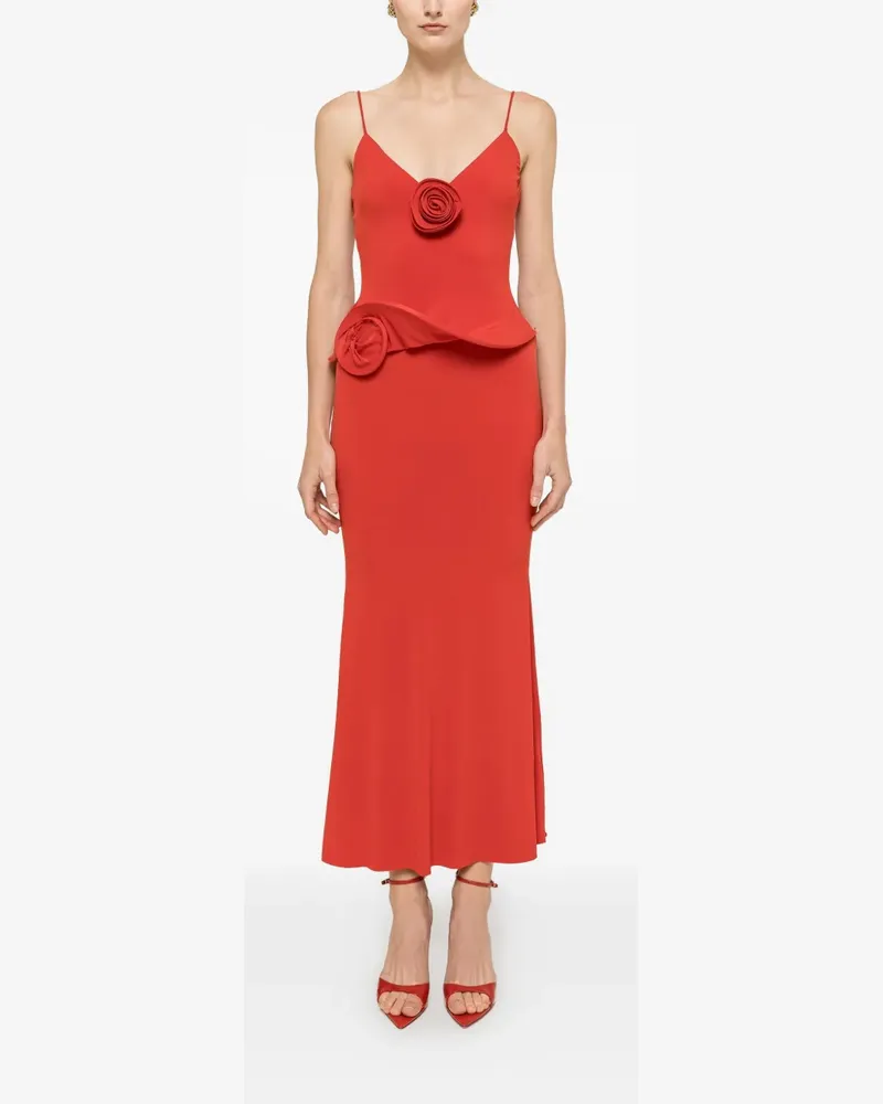 NISSA floral-appliqué midi dress - Rot Rot