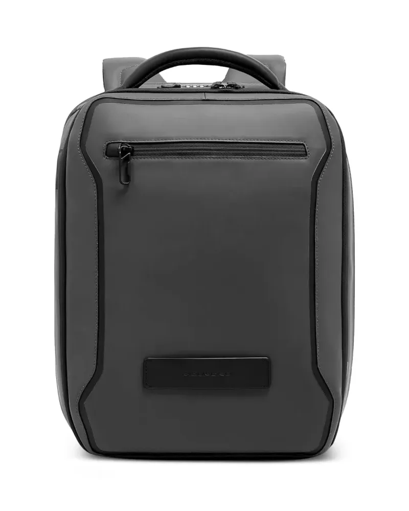 Piquadro Erweiterbarer 14-Zoll-Rucksack mit Logo-Schild - Grau Grau