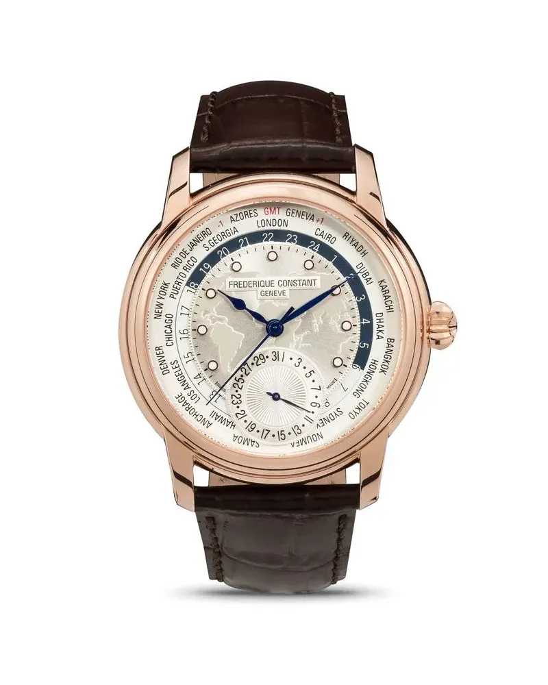 Frédérique Constant Classic Worldtimer Manufacture' Armbanduhr, 42mm - Weiß Weiß