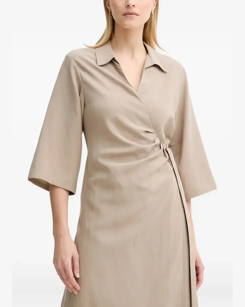 Samsøe & Samsøe Gewickeltes Midikleid mit Viertelärmeln - Nude Nude