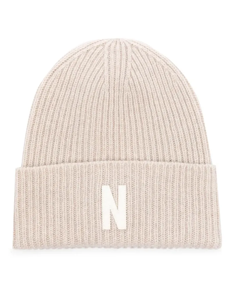 Norse Projects Gerippte Mütze mit Logo-Patch - Nude Nude
