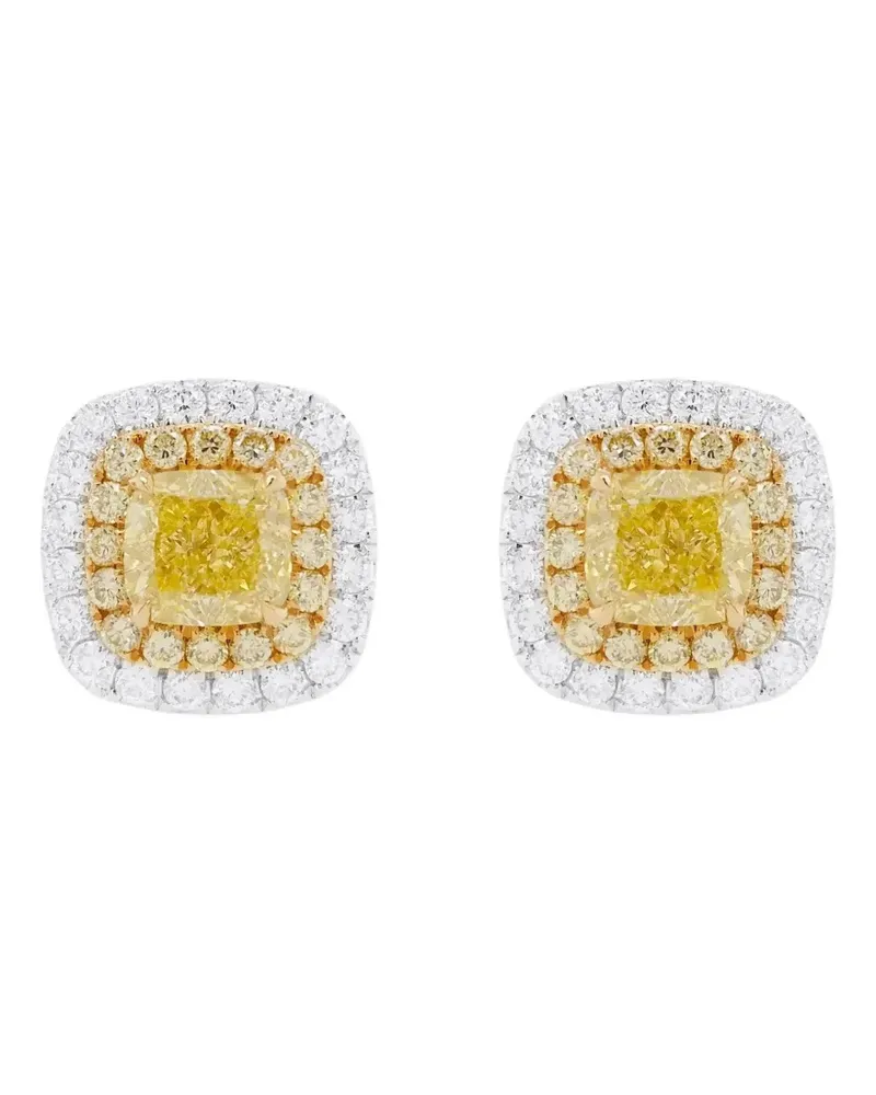 HYT Jewelry 18kt Weißgoldohrstecker mit Diamant - Gelb Gelb