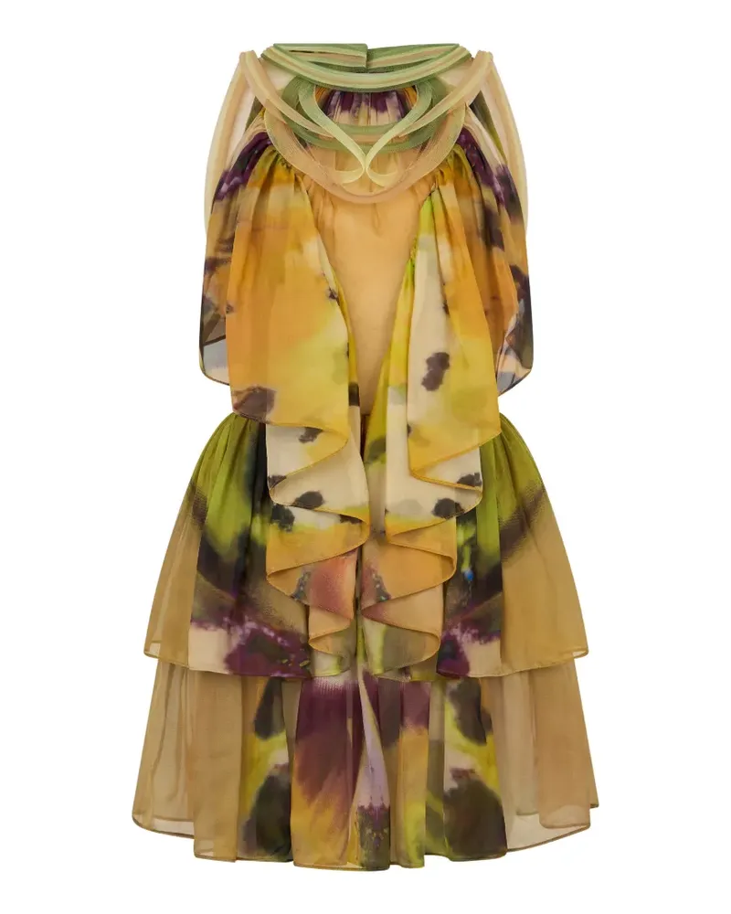 Alberta Ferretti floral-print ruffled mini dress - Gelb Gelb